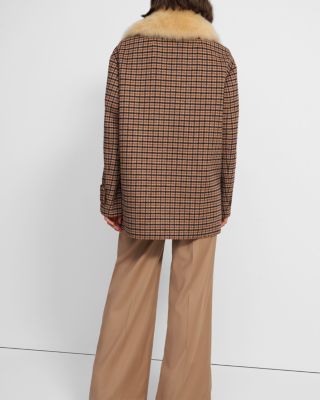 Theory Dorado Faux Fur Collar Peacoat | Bloomingdale's