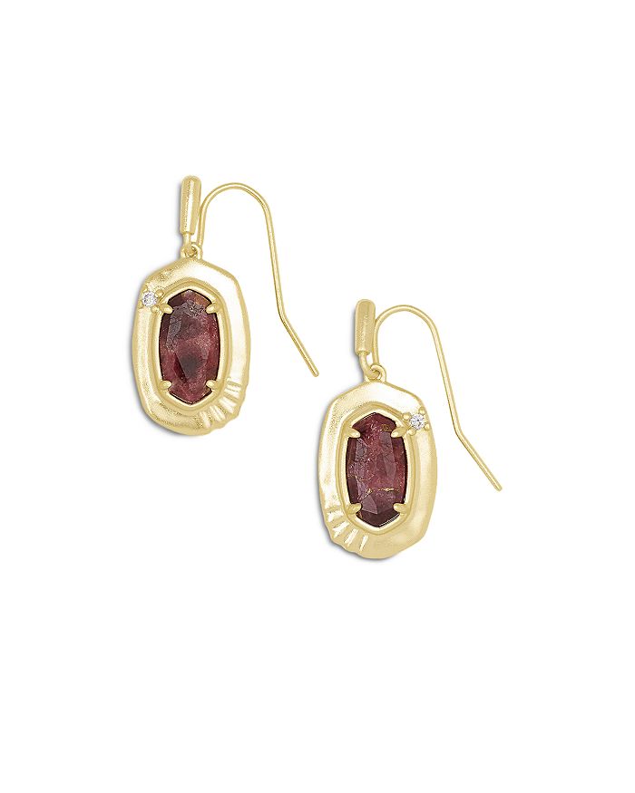 Kendra Scott Anna Cubic Zirconia Bronze Veined Maroon Jade Drop