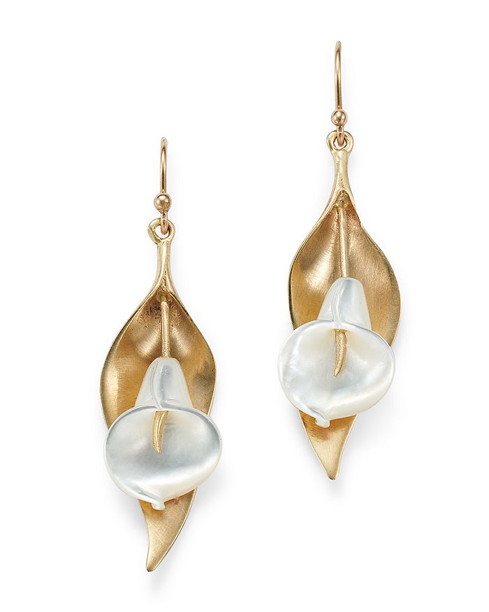 Annette Ferdinandsen Design 14k Yellow Gold Mother Of Pearl Cala Lily Drop Earrings