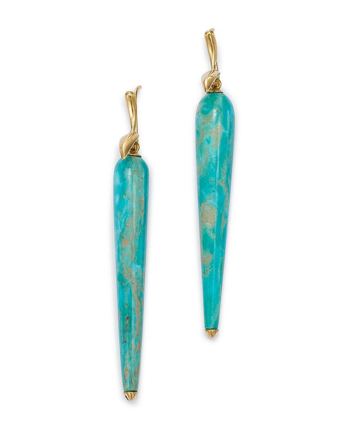 Annette Ferdinandsen Design 18k Yellow Gold Turquoise Bird Drop Earrings