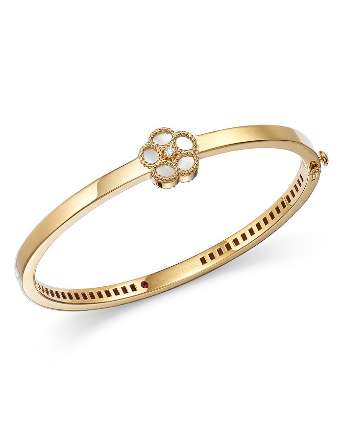 Roberto Coin 18k Yellow Gold Diamond Mother Of Pearl Bangle Bracelet 100 Exclusive Bloomingdale S