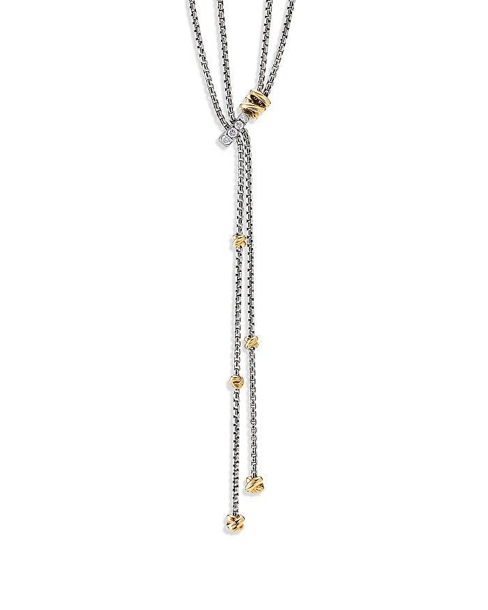 DAVID YURMAN STERLING SILVER PETITE HELENA Y NECKLACE WITH 18K YELLOW GOLD & DIAMONDS, 50,N16696DS8ADI