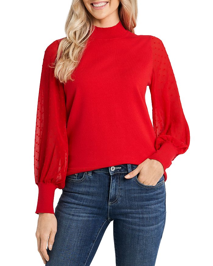 CeCe Clip Dot Sleeve Sweater Bloomingdale's