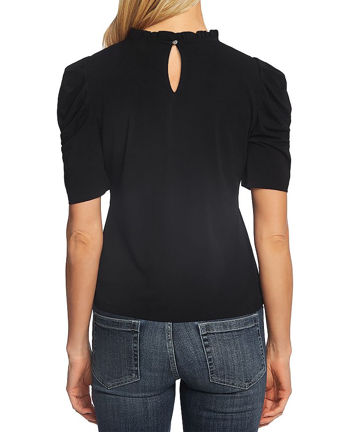 Cece Ruched Sleeve Top In Black ModeSens
