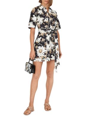 La Renta Floral Print Tie Waist Romper 