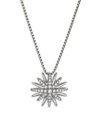 David Yurman Starburst Pendant Necklace in Sterling Silver with Pave Diamonds, 17-18