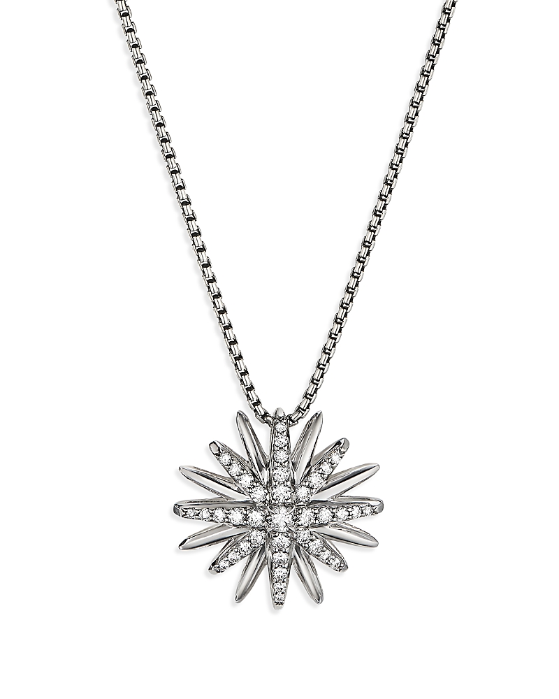 David Yurman Starburst Pendant Necklace in Sterling Silver with Pave Diamonds, 17-18