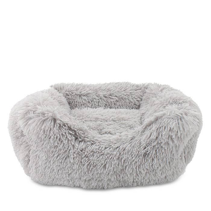 Precious Tails Super Lux Shaggy Cuddler Pet Bed, Medium In Ice Gray