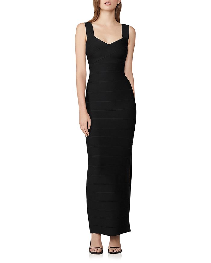 Herve Leger Halter X Back Midi Dress In Black