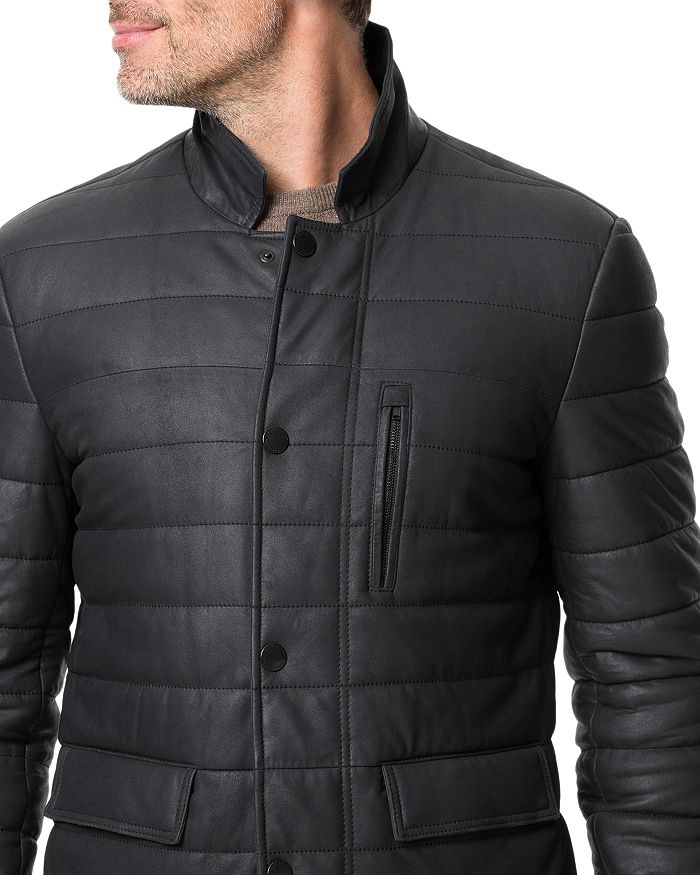 Shop Rodd & Gunn Ashwell Quilted Leather Jacket In Onyx