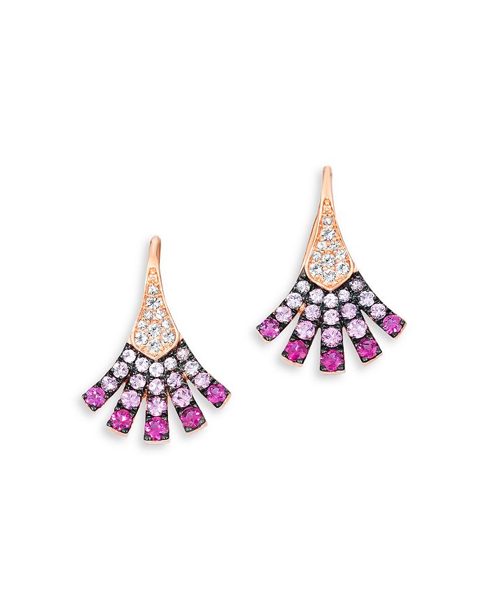 Bloomingdale's Ruby & Pink Sapphire Fanned Drop Earrings In 14k Rose Gold - 100% Exclusive In Multi/rose Gold