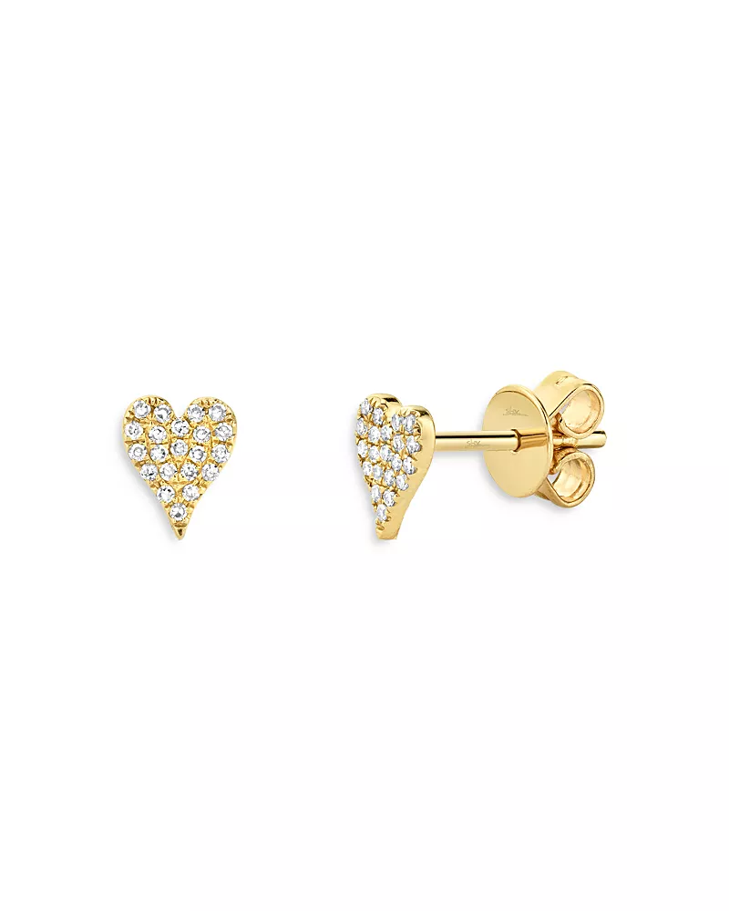 Moon & Meadow 14K Yellow Gold Diamond Heart Stud Earrings