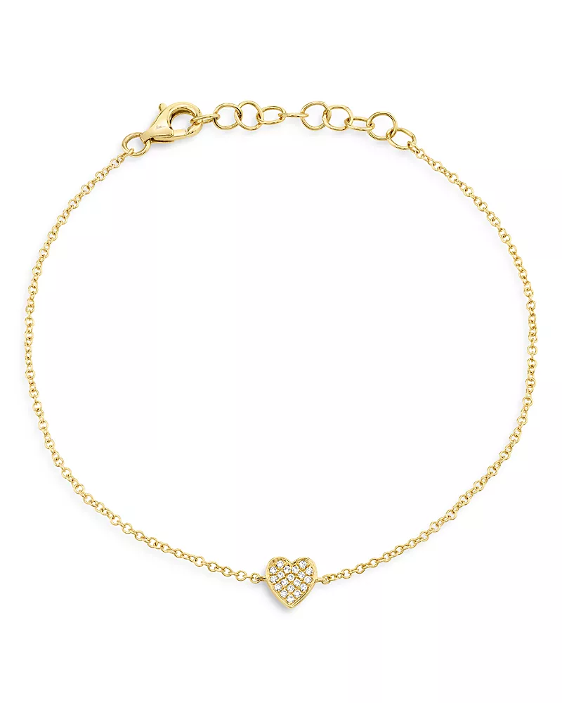 Moon & Meadow 14K Yellow Gold Diamond Heart Bracelet - Exclusive