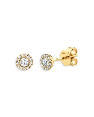 Moon & Meadow - 14K Yellow Gold Diamond Halo Stud Earrings - Exclusive