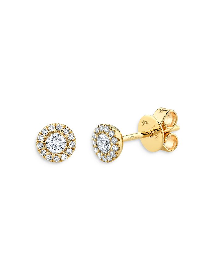 Moon & Meadow 14k Yellow Gold Diamond Halo Stud Earrings - 100% Exclusive