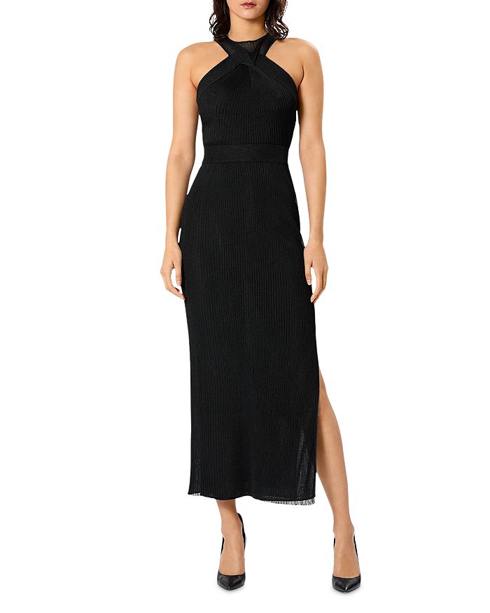 HERVE LEGER HALTER NECK TWISTED DRAPE GOWN,TWD8310231