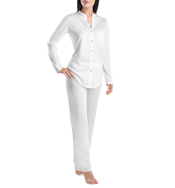 Shop Hanro Cotton Deluxe Long Pajama Set In White