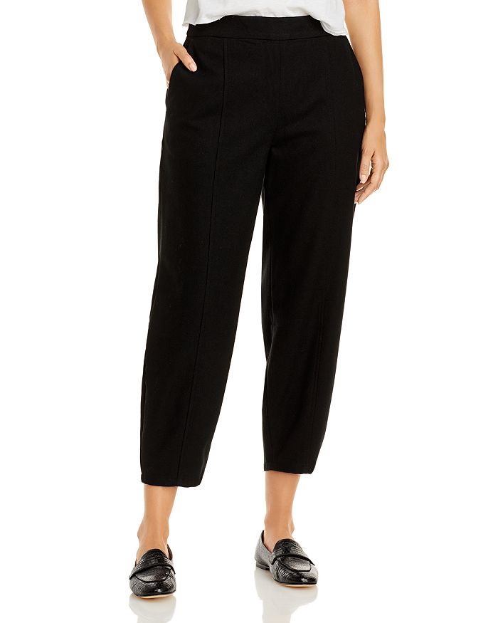 Eileen Fisher High Waisted Slim Fit Ankle Pants In Black