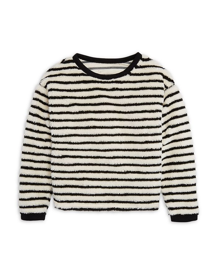 AQUA Girls' Fuzzy Striped Sweater, Big Kid - 100% Exclusive ...