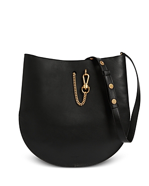 Allsaints Beaumont Small Leather Hobo In Black