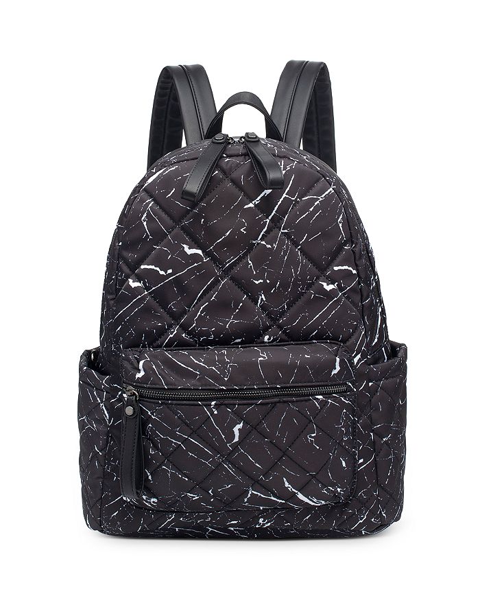 Sol & Selene Mini Motivator Quilted Nylon Backpack In Black Marble