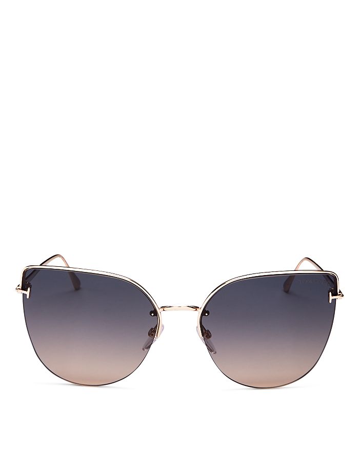 Tom Ford Penelope Metal Butterfly Sunglasses In Shiny Rose Gold/gradient Smoke