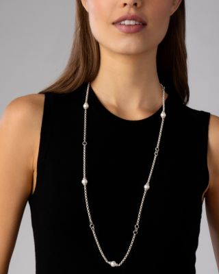 Sterling Silver Signature Caviar Cultured Freshwater Pearl Station Necklace, 34"