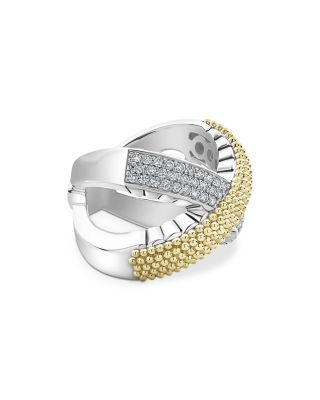 Sterling Silver & 18K Yellow Gold Caviar Lux Diamond Ring