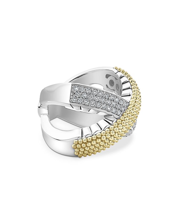 Shop Lagos Sterling Silver & 18k Yellow Gold Caviar Lux Diamond Ring