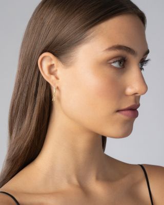 Sterling Silver & 18K Yellow Gold Caviar Lux Diamond Hoop Earrings