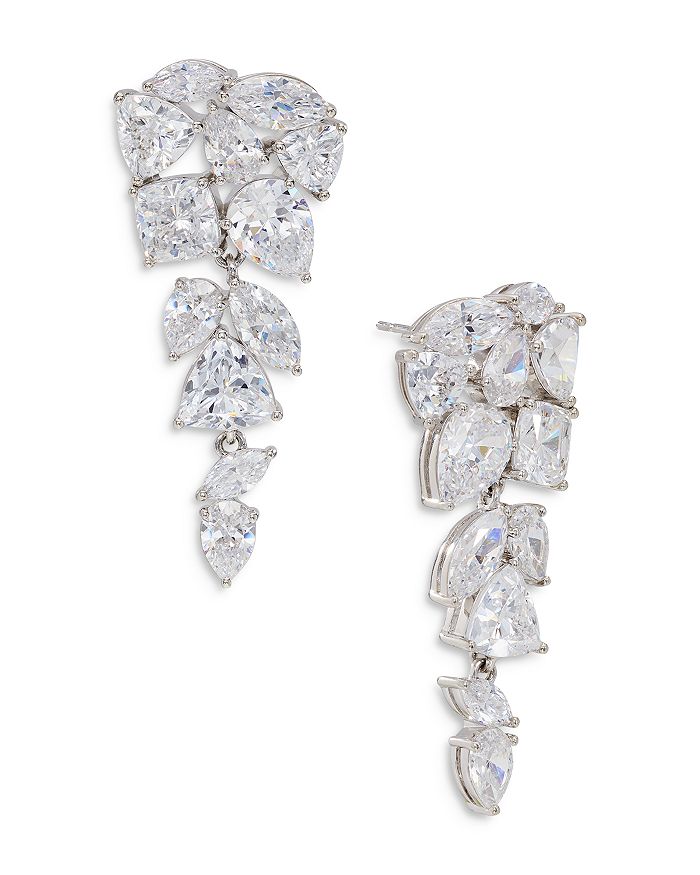 Nadri Deluxe Cluster Drop Earrings In Silver