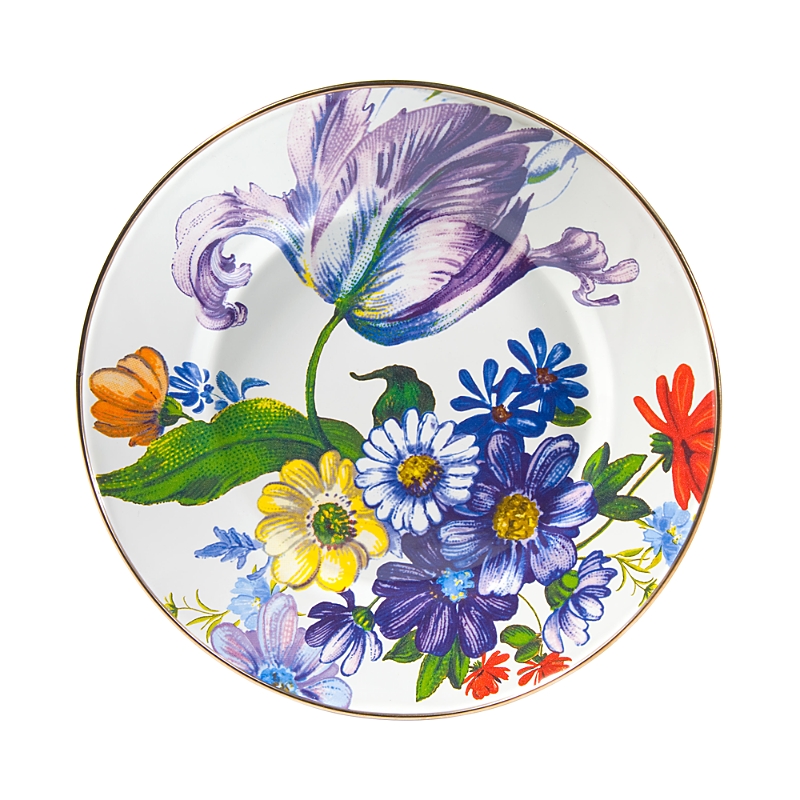 Mackenzie-childs Flower Market Dinner Plate - White In Multi