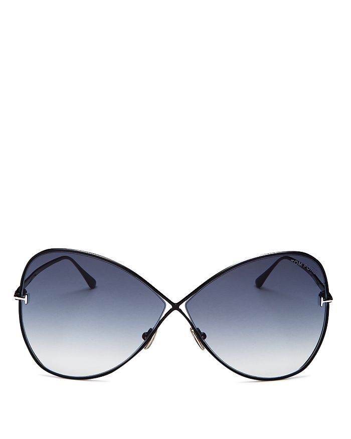 Tom Ford Nickie Butterfly Sunglasses, 66mm In Shiny Black  / Gradient Smoke