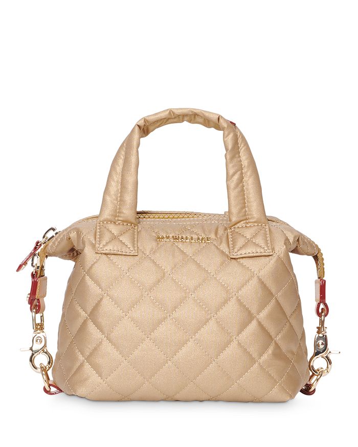 Mz Wallace Micro Metallic Sutton Satchel In Gold