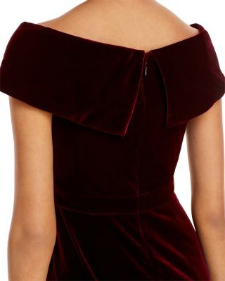 Off-the-Shoulder Fluted Velvet Gown - Exclusive