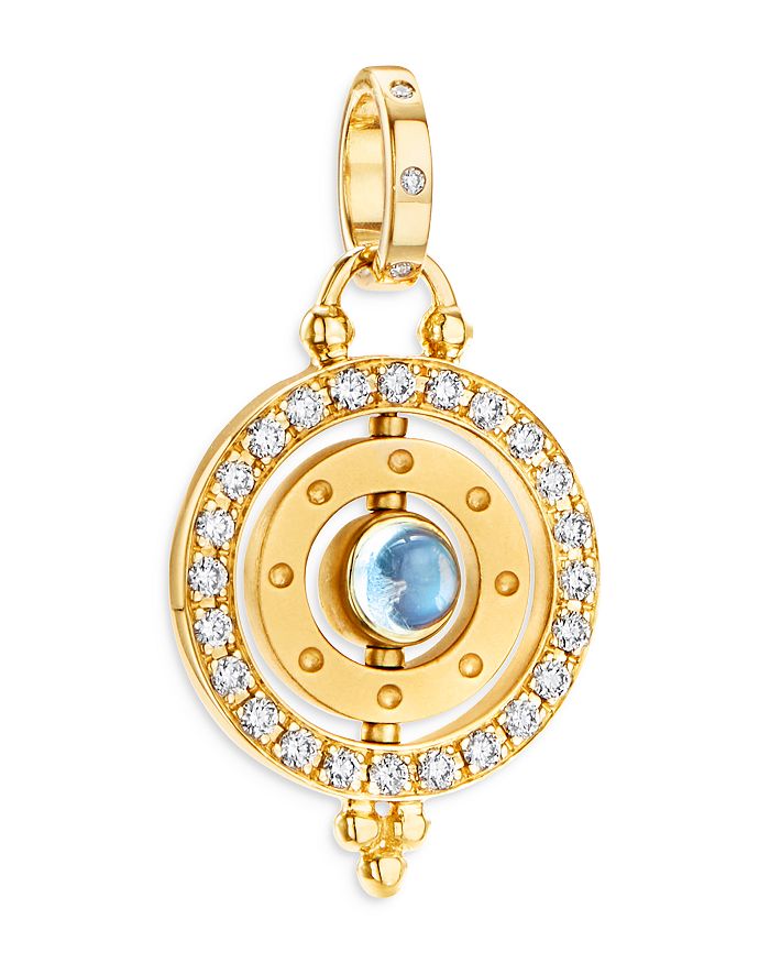 Shop Temple St Clair 18k Yellow Gold Celestial Blue Moonstone & Diamond Orbit Pendant