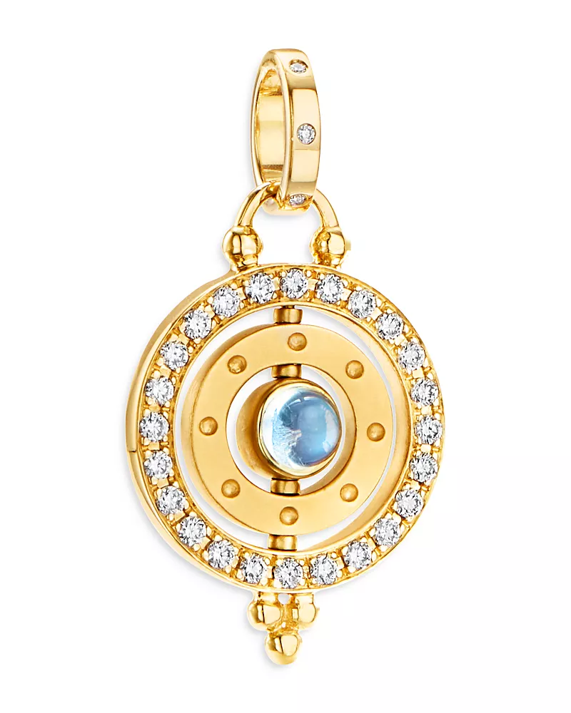 Temple St. Clair 18K Yellow Gold Celestial Blue Moonstone & Diamond Orbit Pendant