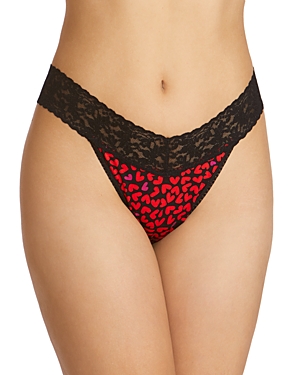 Hanky Panky Original-rise Printed Lace Thong In Red