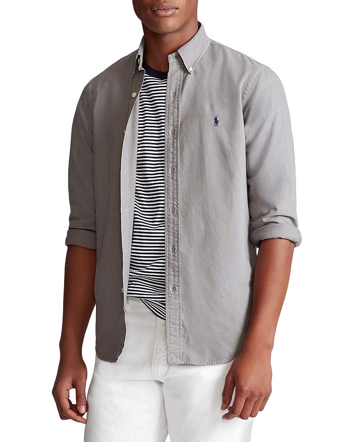 Polo Ralph Lauren Garment-dyed Oxford Shirt In Gray