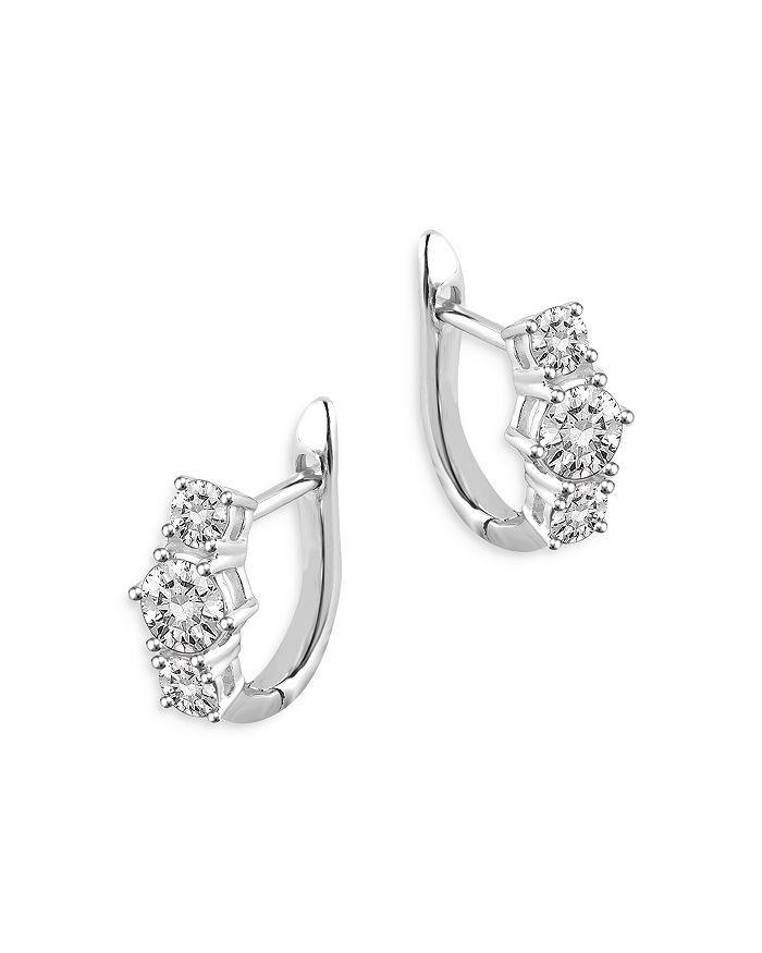 Bloomingdale's Diamond Huggie Hoop Earrings In 14k White Gold, 1.0 Ct. T.w. - 100% Exclusive