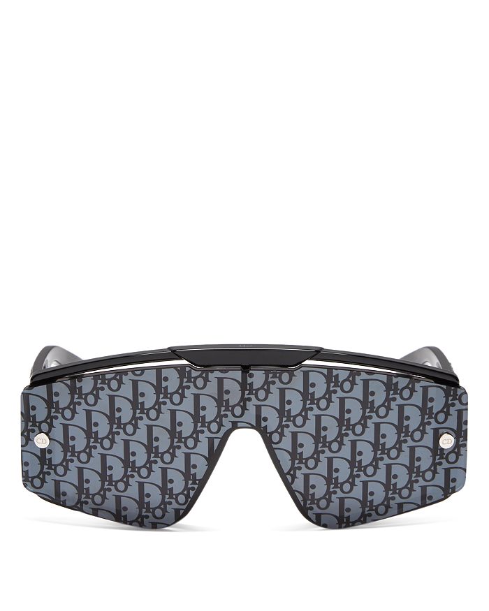 Dior Xtrem Mask Sunglasses With Interchangeable Lenses, 150mm In  Shiny Black /solid Smoke &  Oblique