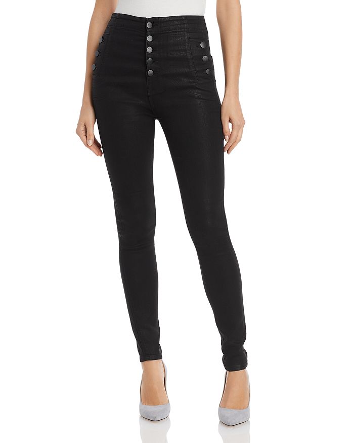 J Brand Natasha Button-Fly Coated Skinny Jeans in Fearful | Bloomingdale's