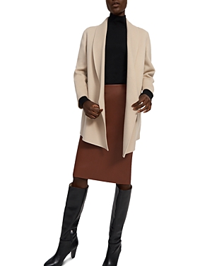 Theory Clairene Shawl Coat In Pale Sand