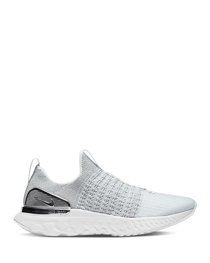 Nike Women's React Phantom Run Flyknit 2 Premium Running Sneakers In Pure Platinum/ Silver
