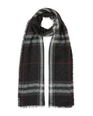 Burberry Metallic Monogram Lightweight Check Wool Silk Scarf Bloomingdale s