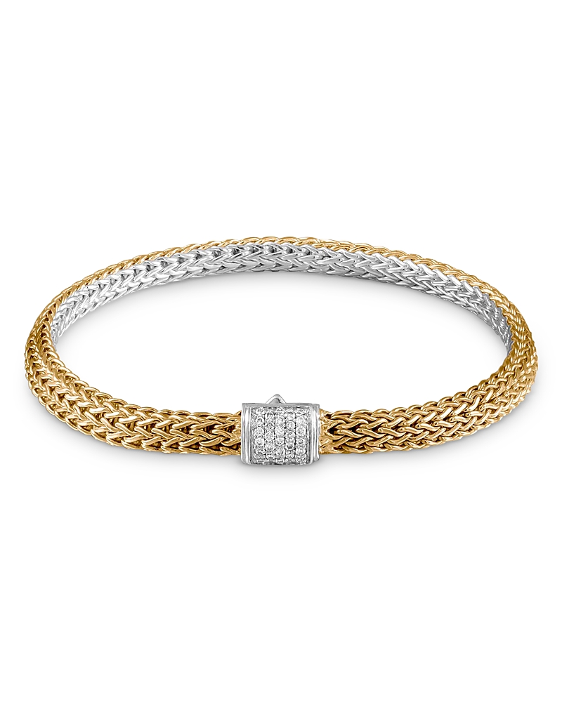 John Hardy 18K Bonded Yellow Gold & Sterling Silver Classic Chain Diamond Bracelet