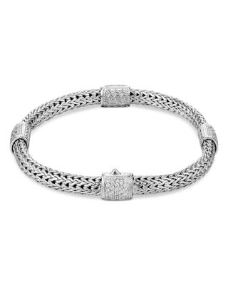 JOHN HARDY - Sterling Silver Classic Diamond Pav&eacute; Station Chain Bracelet