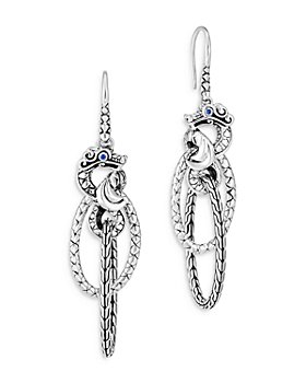 JOHN HARDY - Sterling Silver Legends Naga Collection Blue Sapphire Dragon Interlocking Drop Earrings