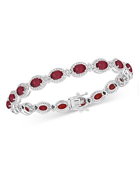 Bloomingdale's - Ruby & Certified Diamond Halo Link Bracelet in 14K White Gold - 100% Exclusive