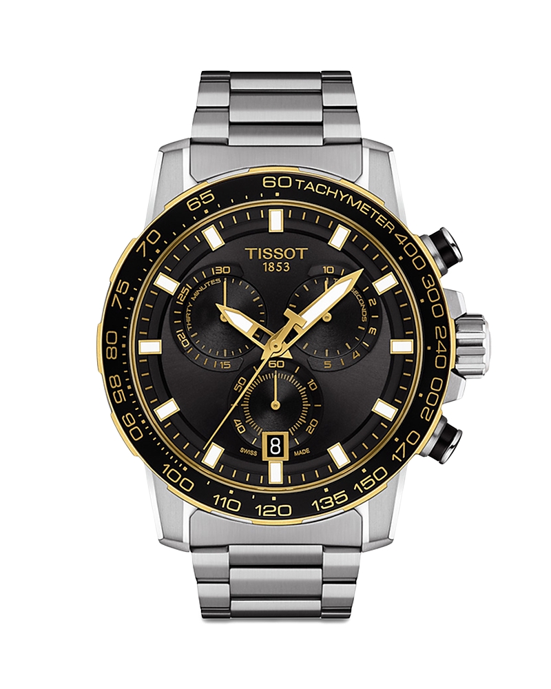 Tissot Men's Swiss Chronograph Supersport Stainless Steel Bracelet Watch 45.5mm In Black